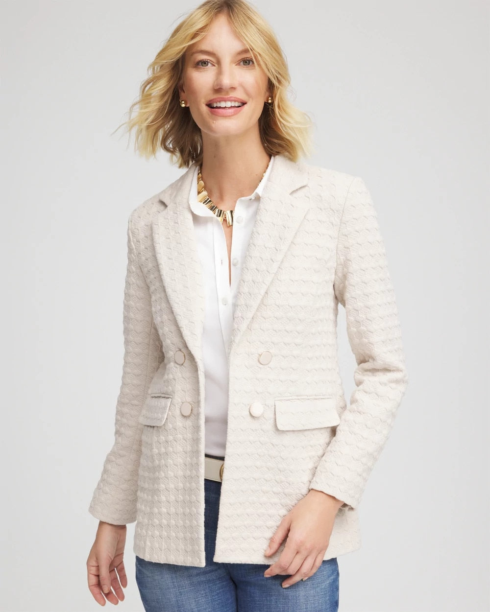 Smokey Taupe Textured Knit Blazer