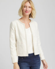 English Cream Pearl Trim Tweed Jacket