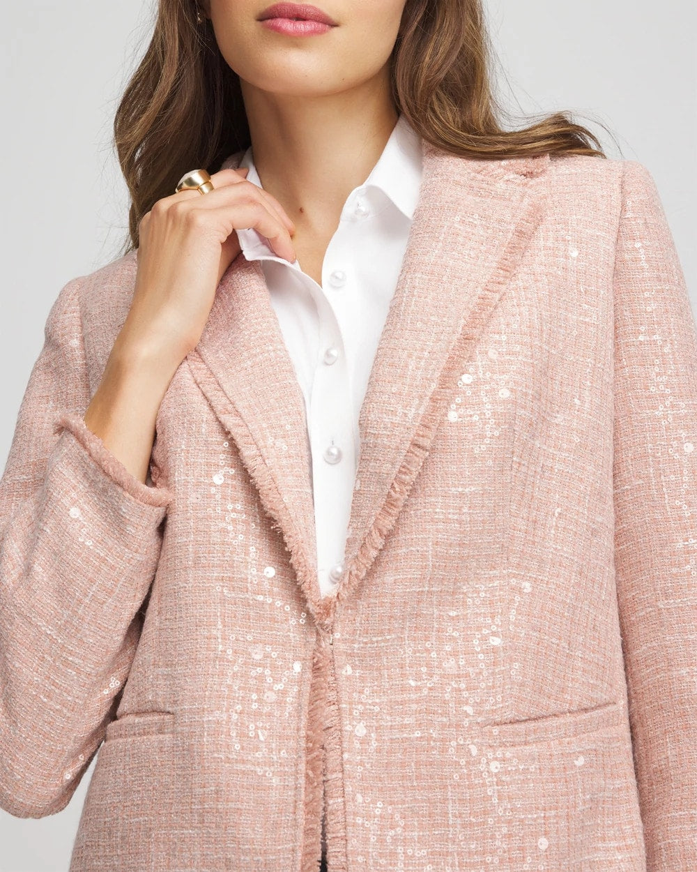 Pink Party Tweed Sequins Blazer