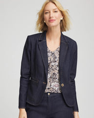 Cedar Rinse Denim Peplum Blazer