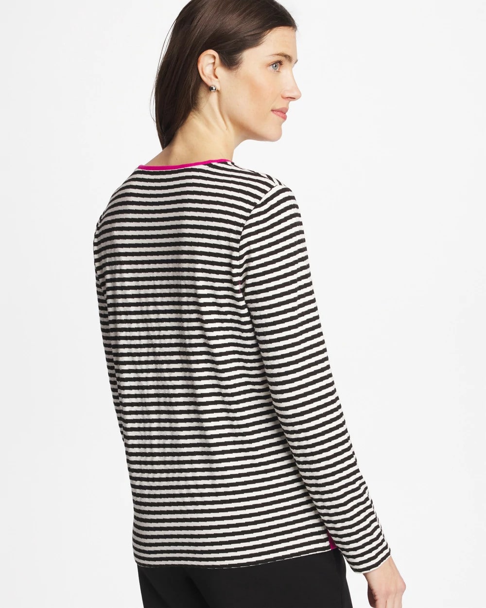 Europa Pink Zenergy® Striped Jacquard Contrast Pullover Top