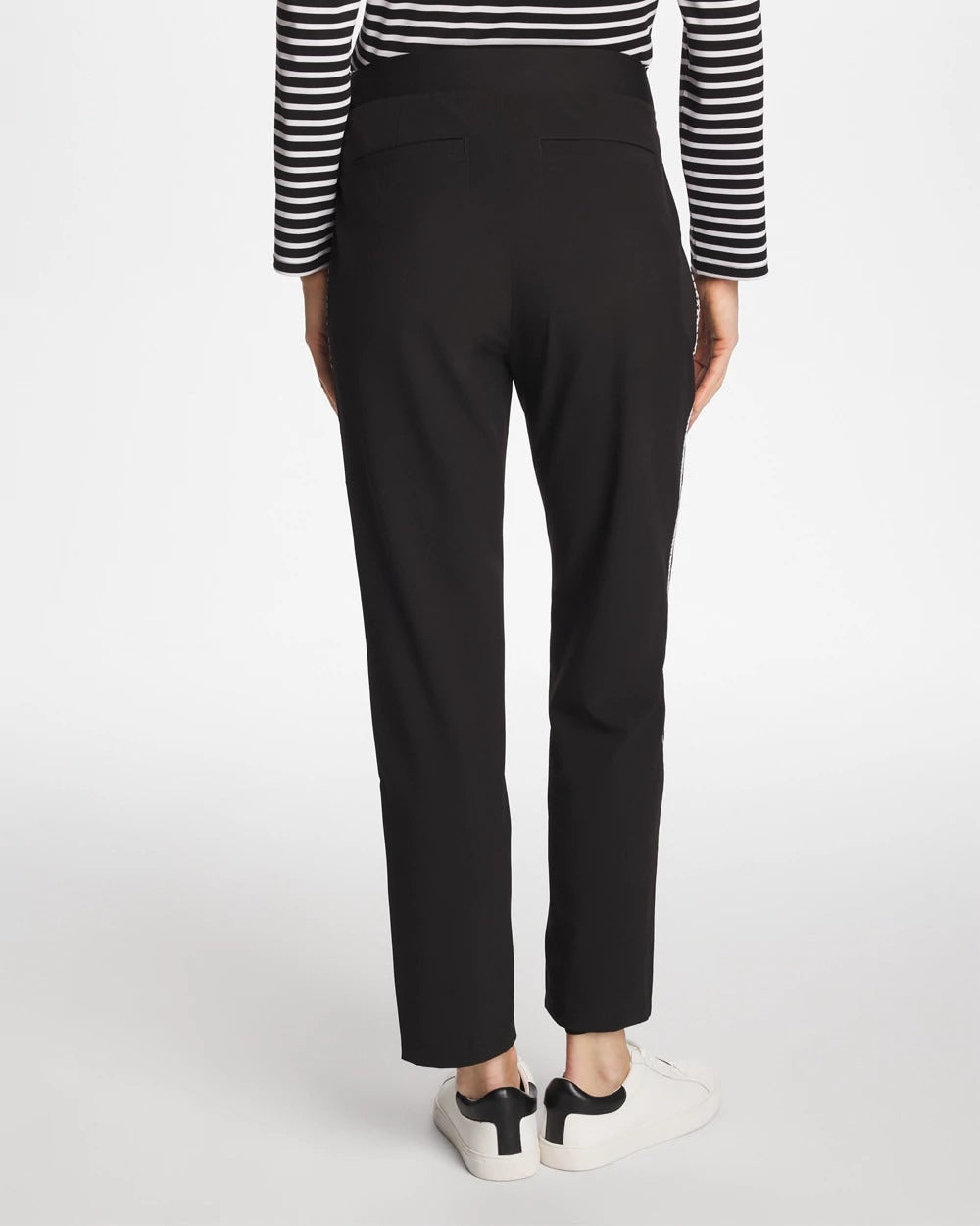 Black Zenergy® UPF Lattice-Trim Ankle Pants