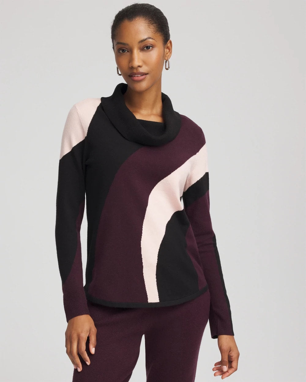 Night Bloom Zenergy® Luxe Intarsia Cowlneck Top