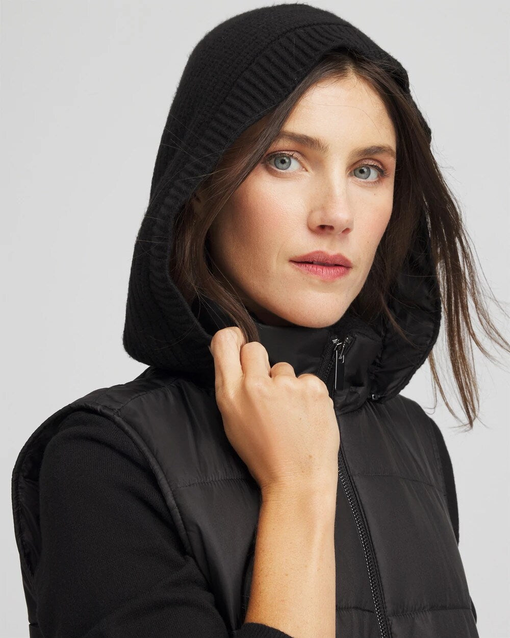 Black Zenergy® Quilted Hooded Vest