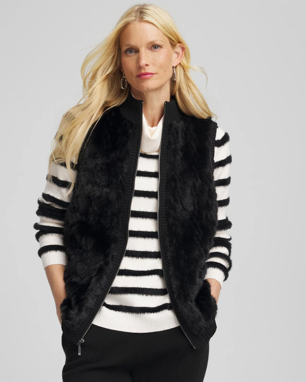 Black Zenergy® Luxe Faux Fur Vest