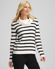 Black Zenergy® Luxe Eyelash Striped Sweater