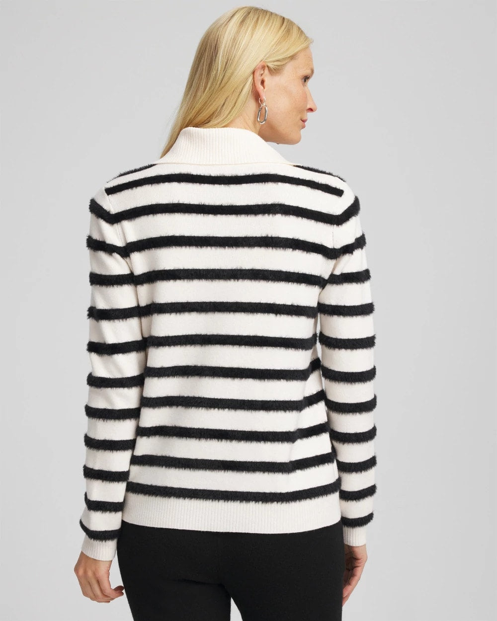 Black Zenergy® Luxe Eyelash Striped Sweater