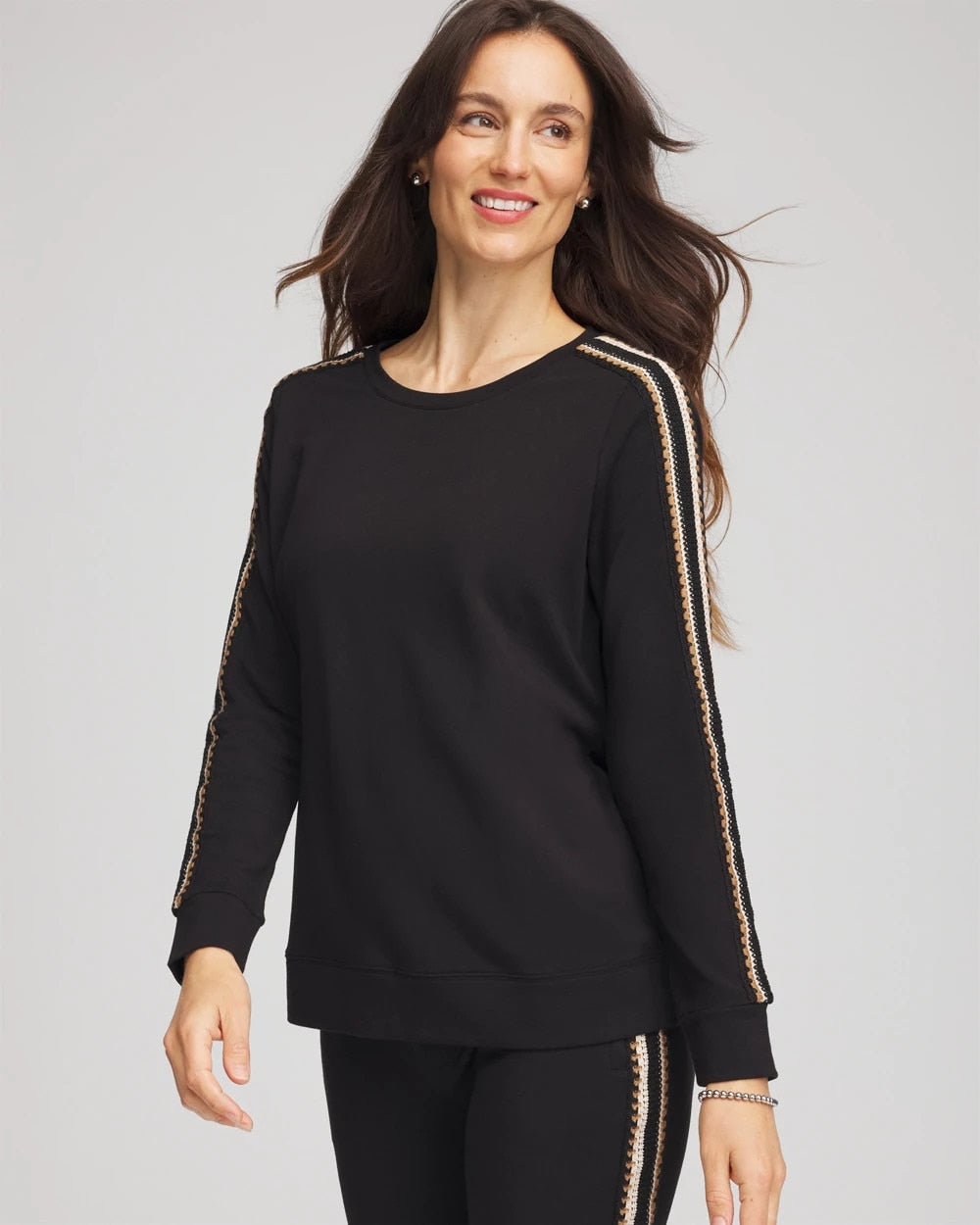 Black Zenergy® Lattice-Trim Pullover Top
