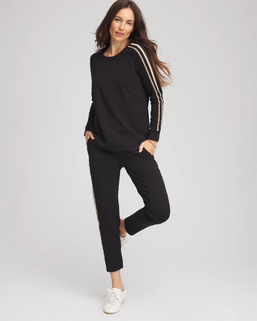 Black Zenergy® Lattice-Trim Pullover Top