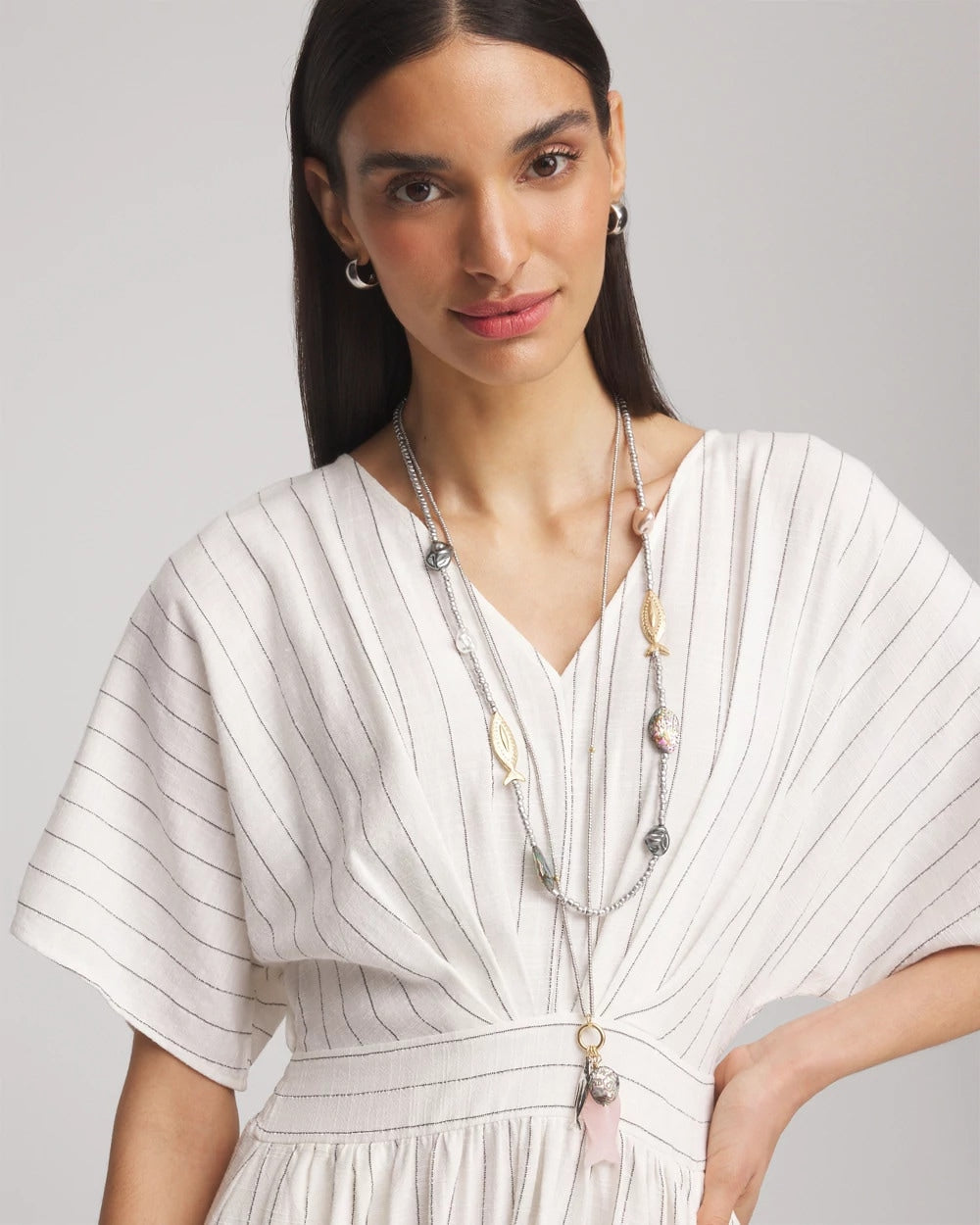 Silver Chico's Originals White Jade Ocean Necklace