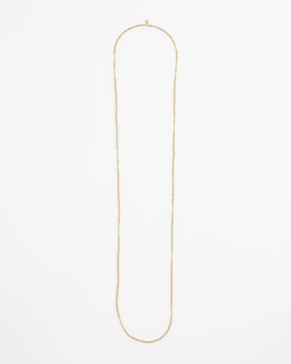 Gold Long Goldtone Seed Bead Necklace