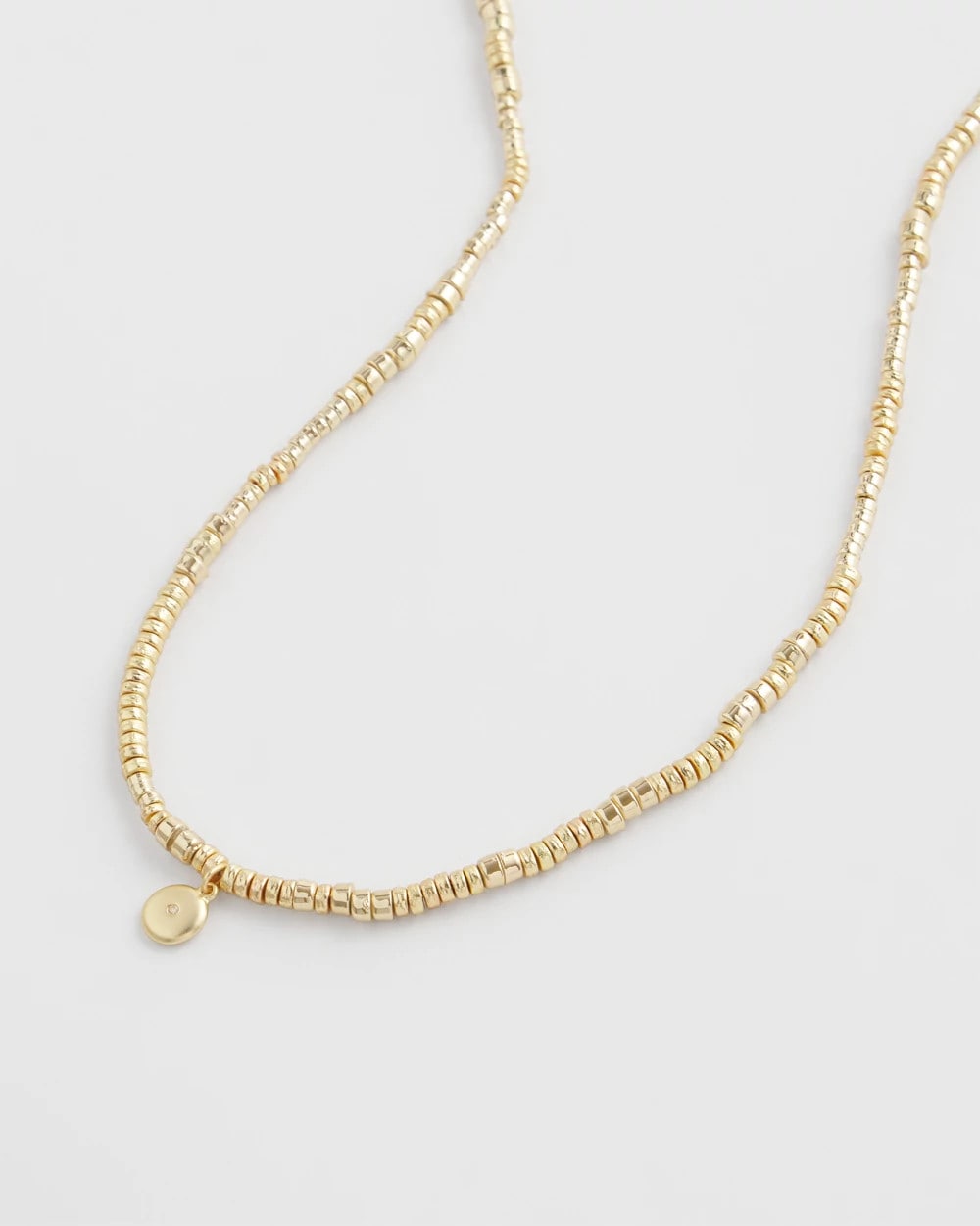 Gold Long Goldtone Seed Bead Necklace