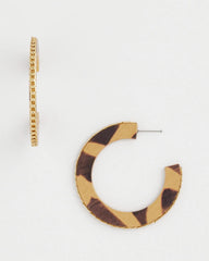 Neutral Animal Wood Hoop Earrings