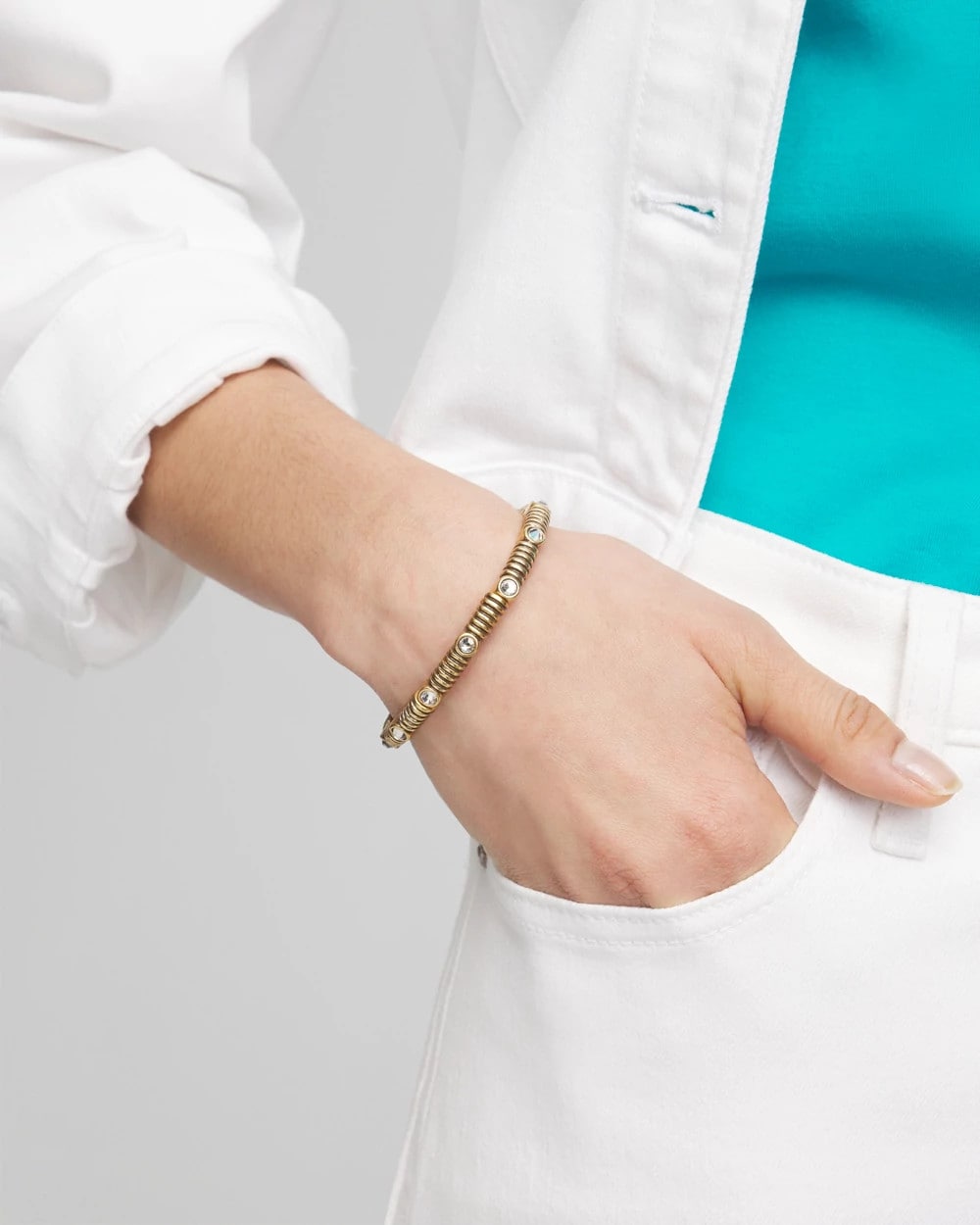 Gold Goldtone Stretch Bracelet
