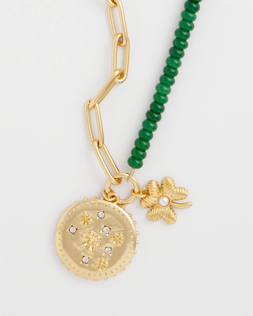 Green Short Clover Pendant Necklace