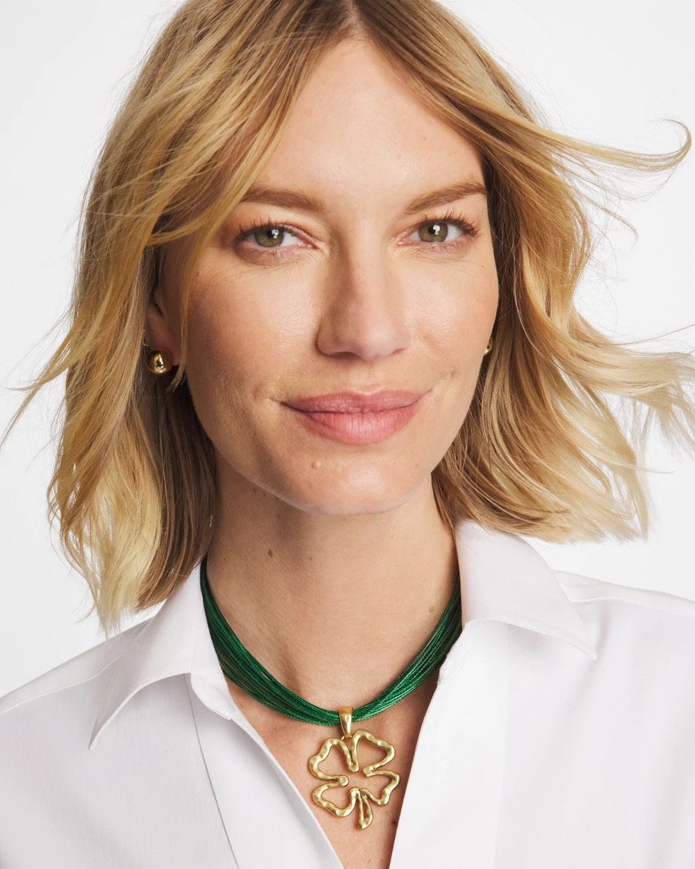 Green Clover Pendant Necklace