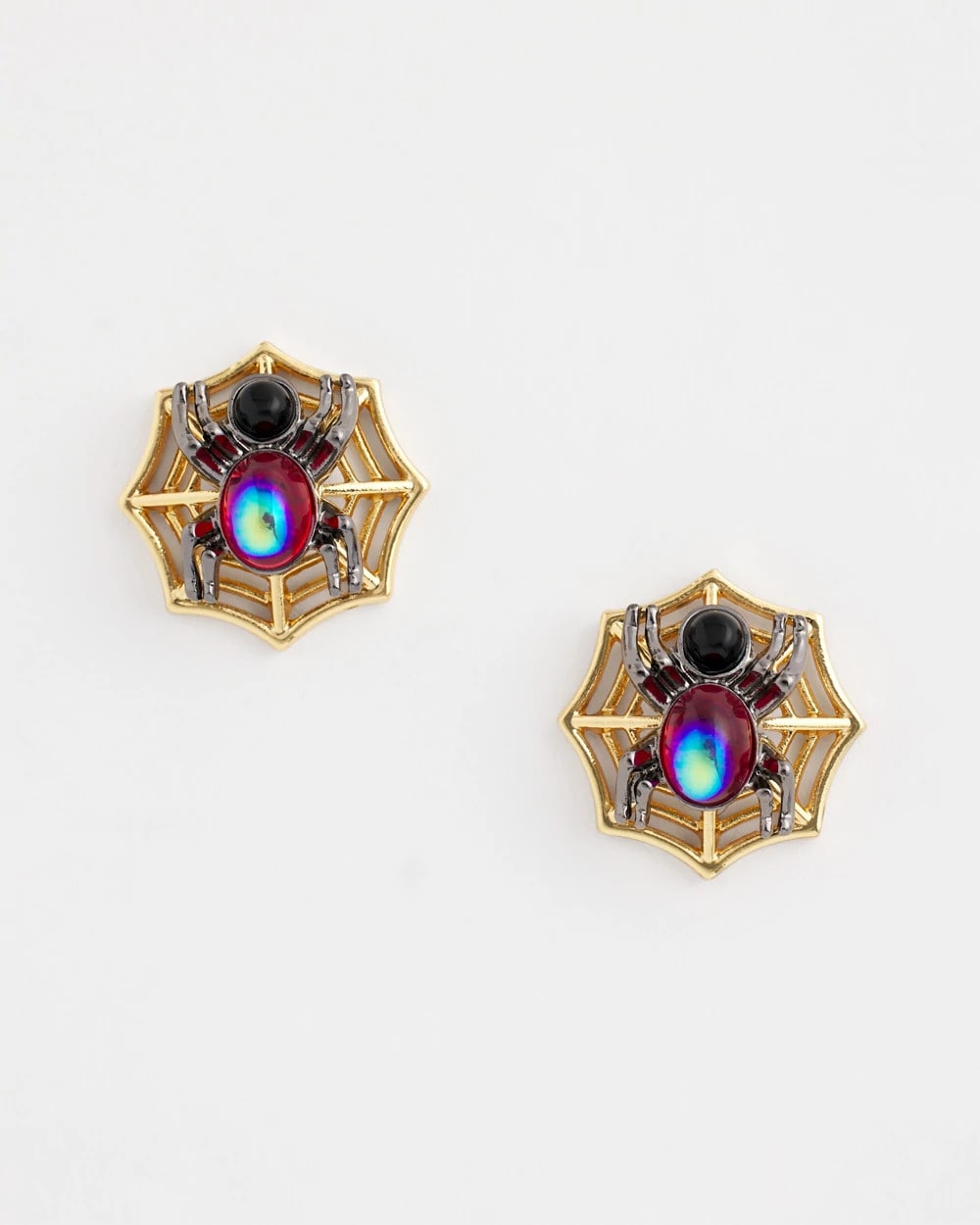 Orange Spider Web Glitz Earrings