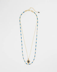 Blue Double-Strand Sodalite Pendant Necklace