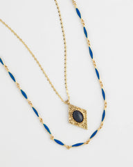 Blue Double-Strand Sodalite Pendant Necklace