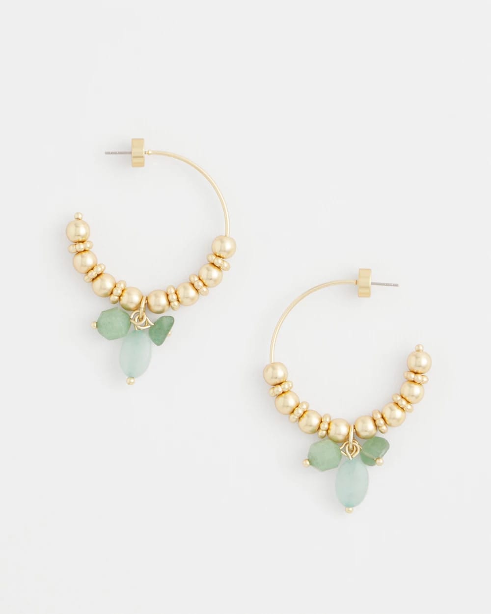 Gold No Droop® Gem Beaded Hoop Earrings