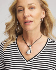 Mixed Metals Silvertone Adjustable Pendant Necklace