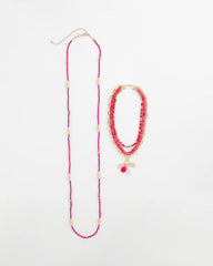 Pink Convertible Beaded Pendant Necklace