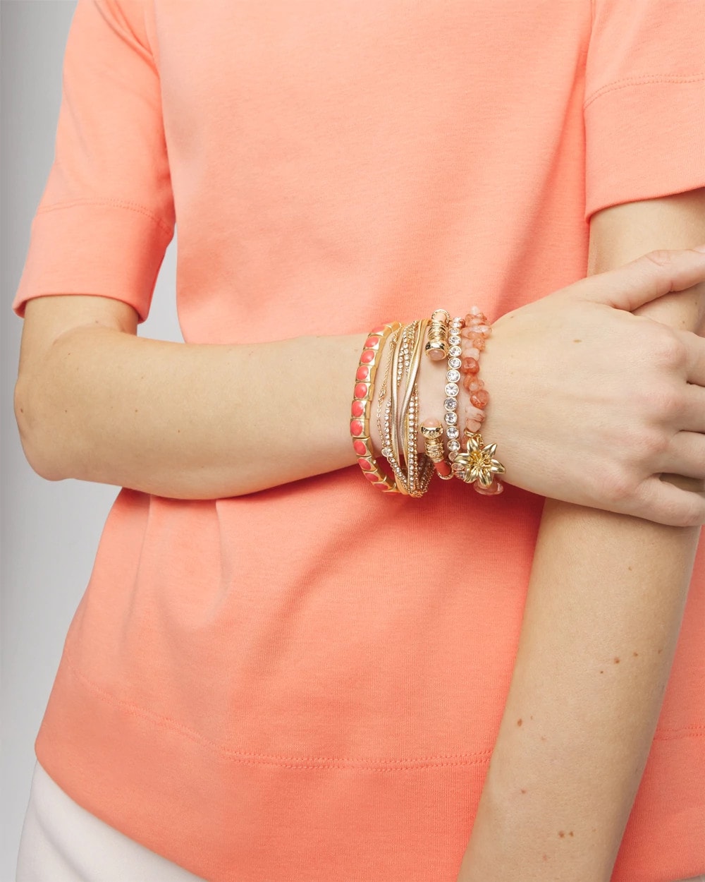 Orange Bold Orange Goldtone Stretch Bracelet