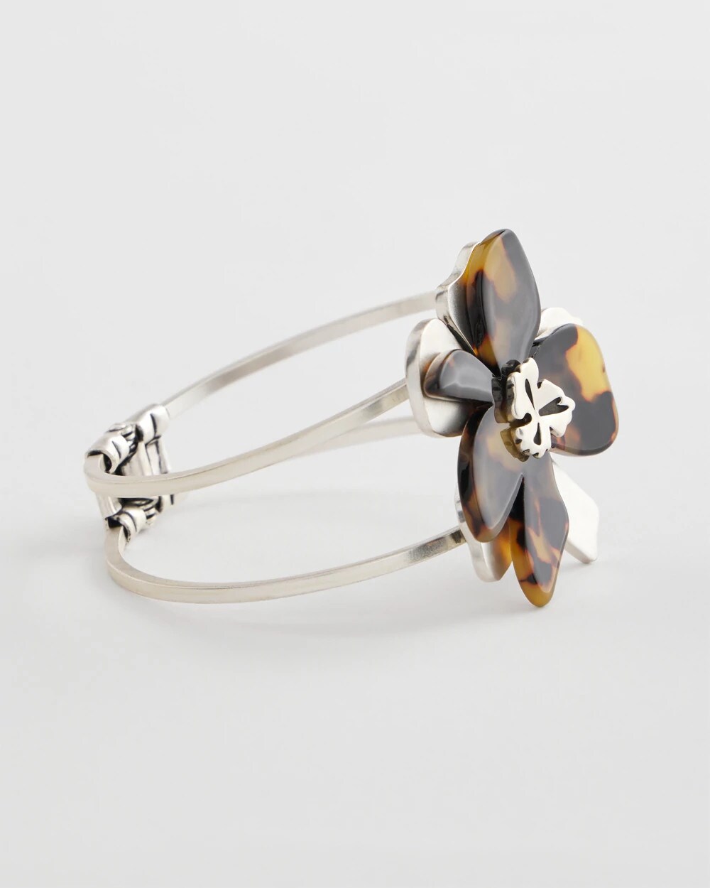 Neutral Tortoise Floral Hinge Bracelet