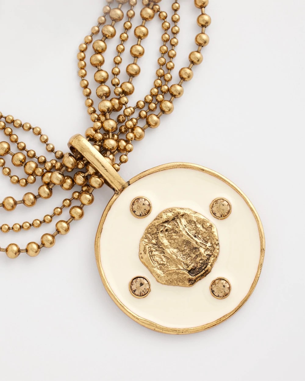 White White Enamel Pendant Necklace