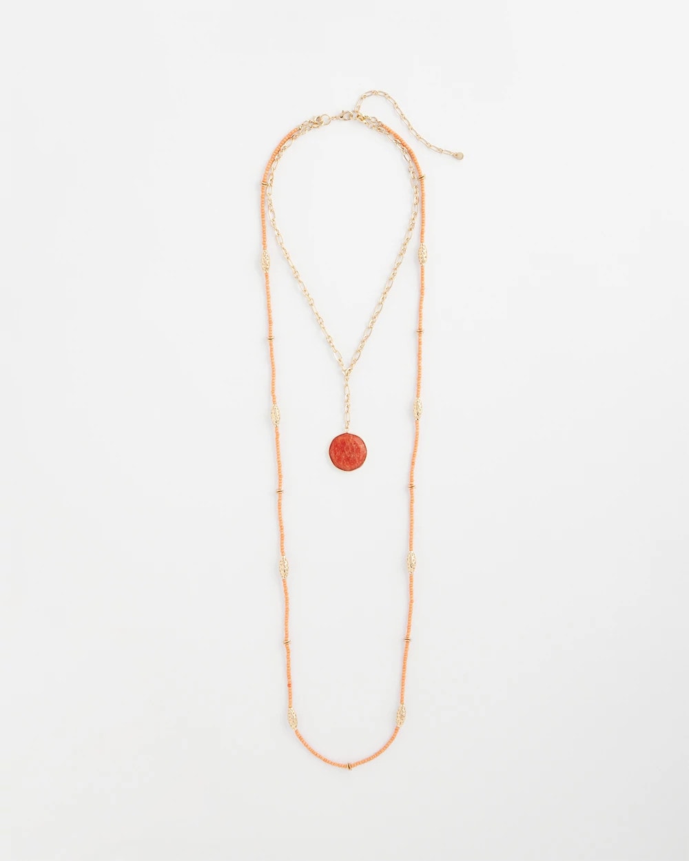 Orange Convertible Beaded Pendant Necklace