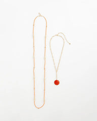 Orange Convertible Beaded Pendant Necklace