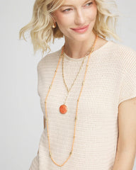 Orange Convertible Beaded Pendant Necklace