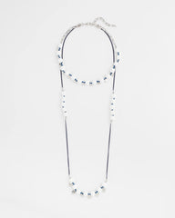 Blue And White Convertible White Stone Necklace