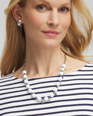 Blue And White Convertible White Stone Necklace