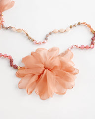 Pink Pink Floral Aventurine Long Single Necklace