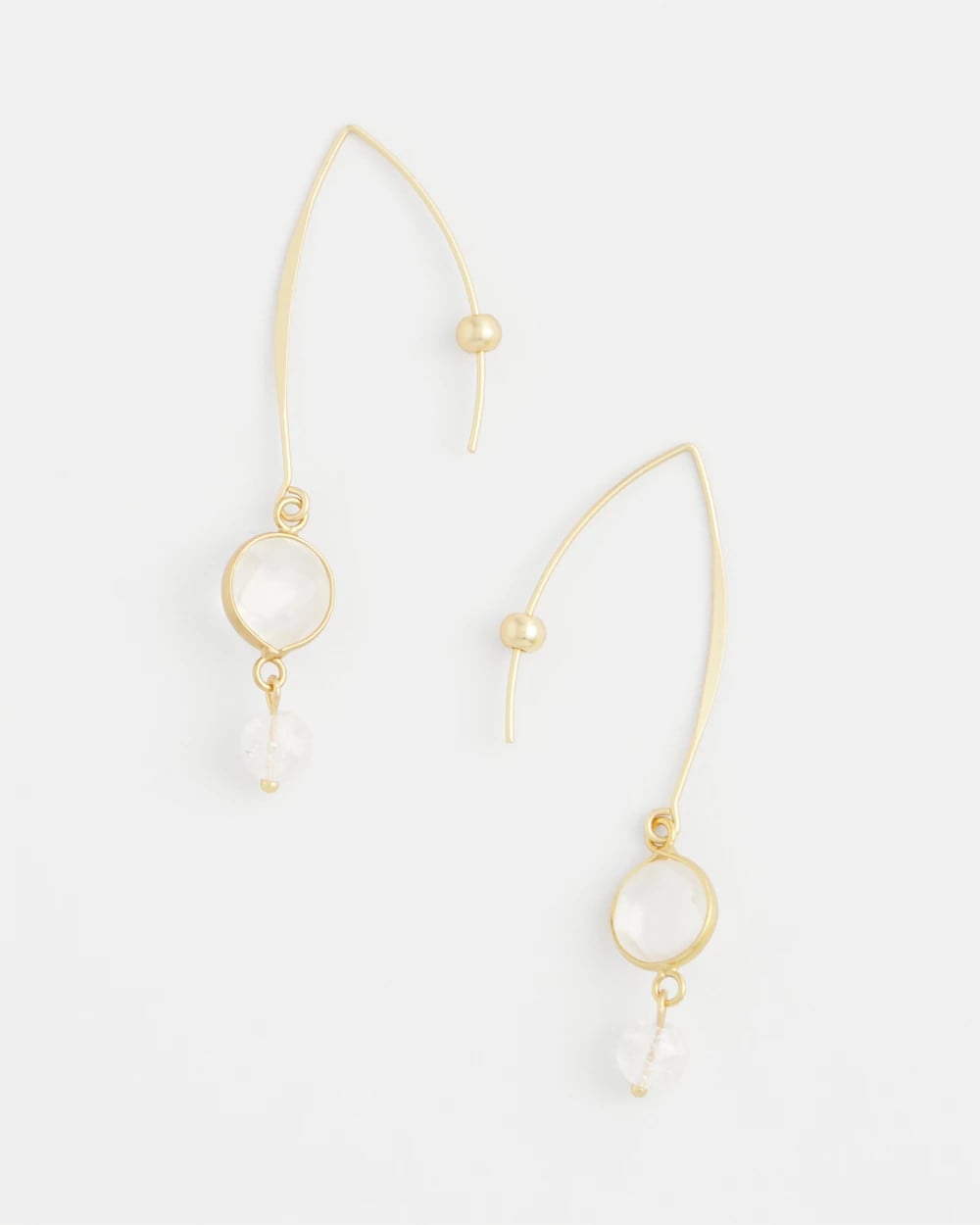 Gold No Droop® Quartz Crystal Threader Earrings