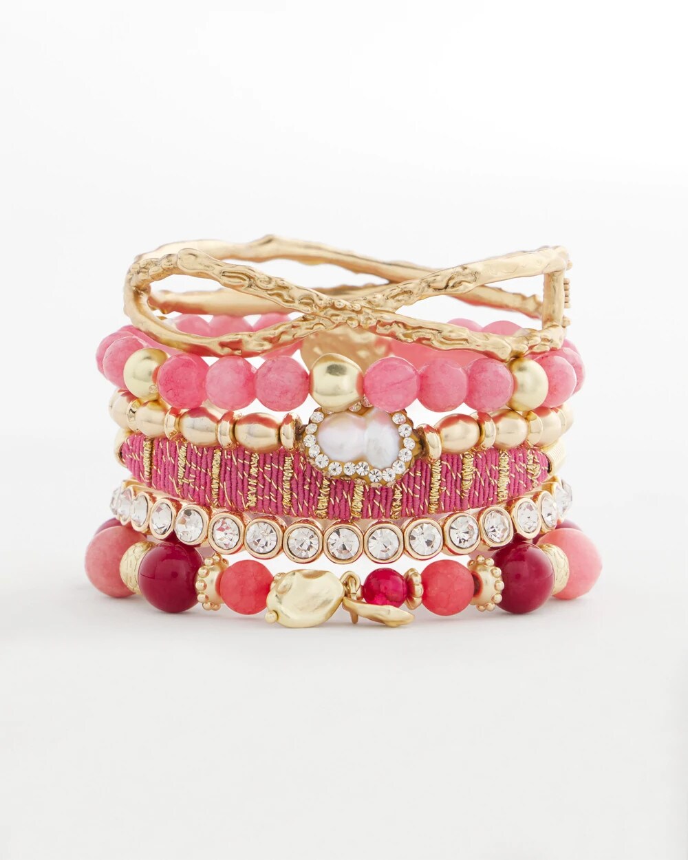 Pink Thread Wrapped Cuff Bracelet