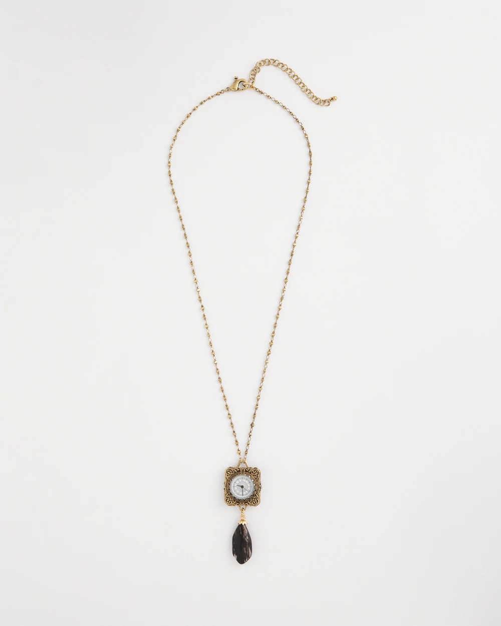 Gold Clock Pendant Necklace