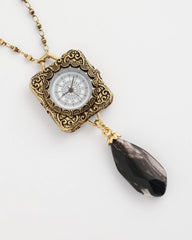 Gold Clock Pendant Necklace
