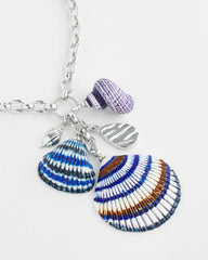 Blue And White Silver-Tone Seashell Pendant Necklace