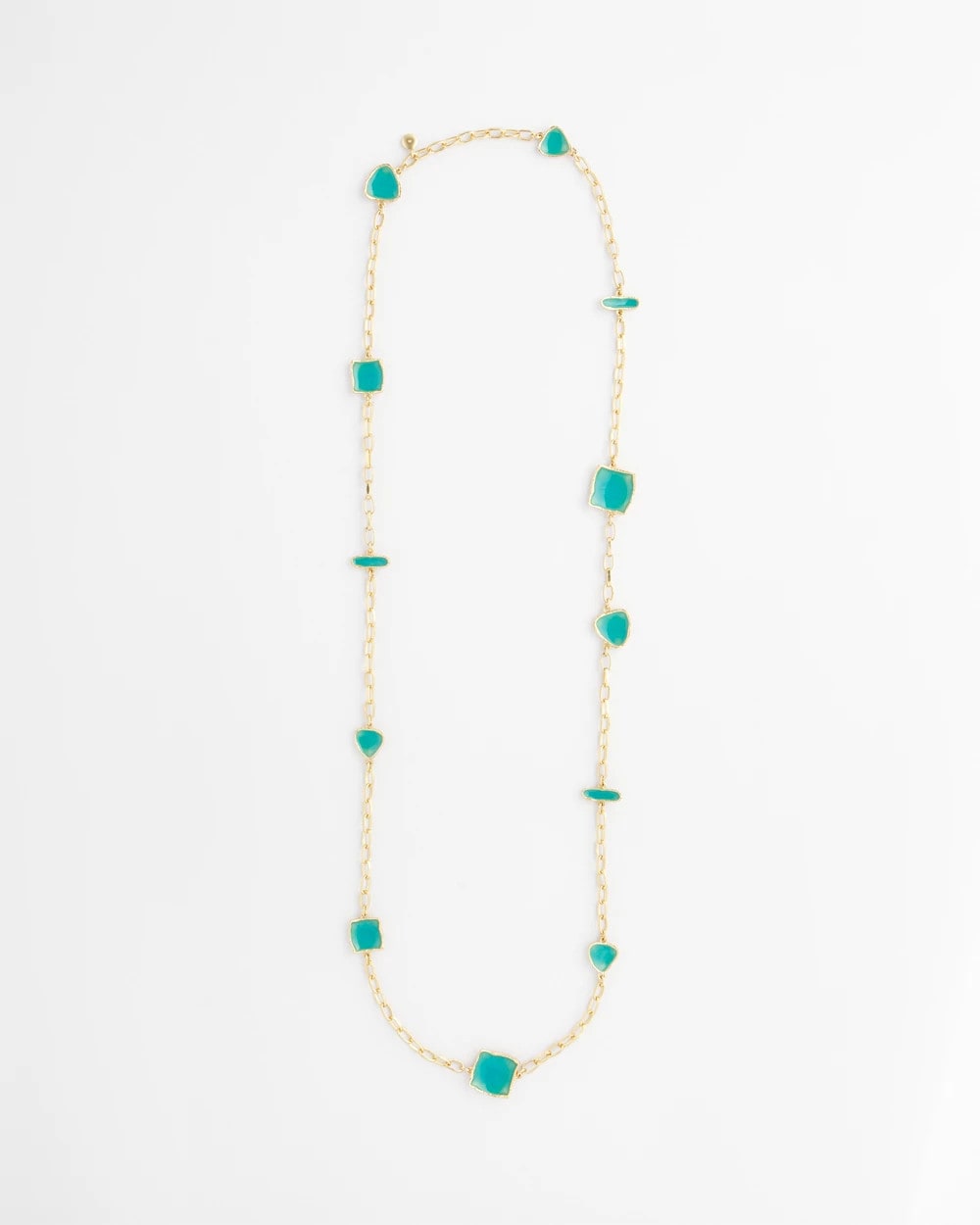 Blue Gold Tone Single-Strand Necklace