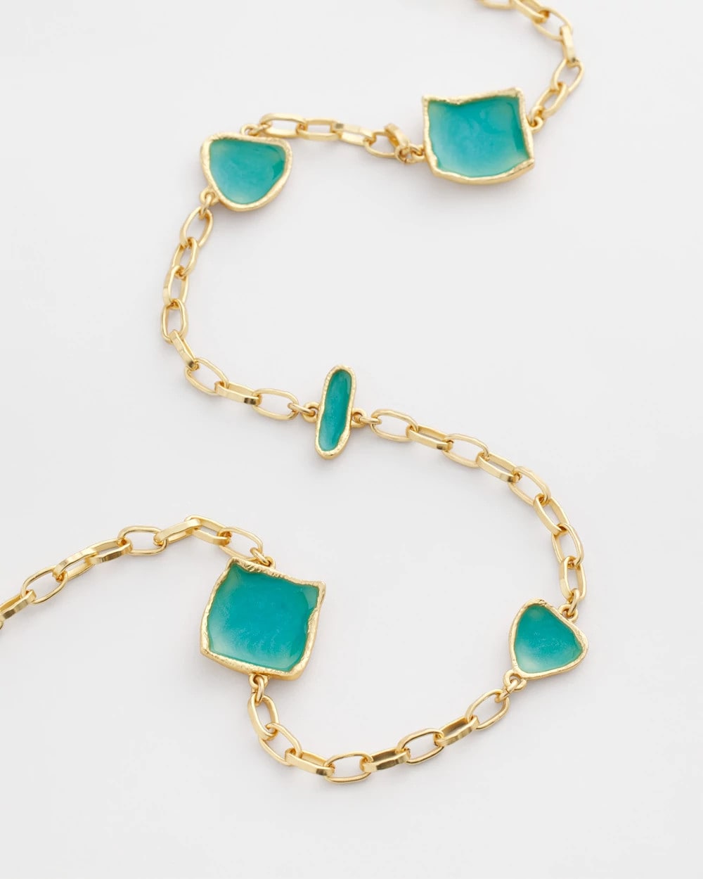 Blue Gold Tone Single-Strand Necklace