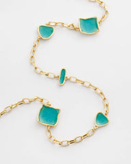 Blue Gold Tone Single-Strand Necklace