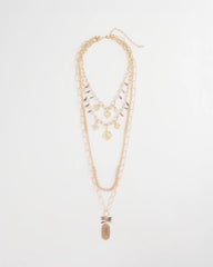 Pink Convertible Pink & Gold Beaded Necklace
