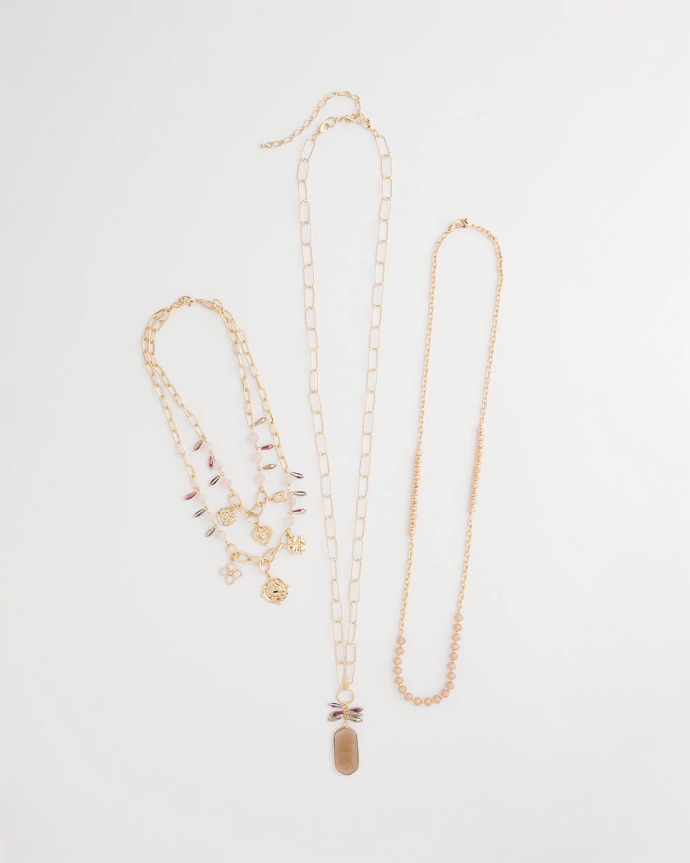 Pink Convertible Pink & Gold Beaded Necklace
