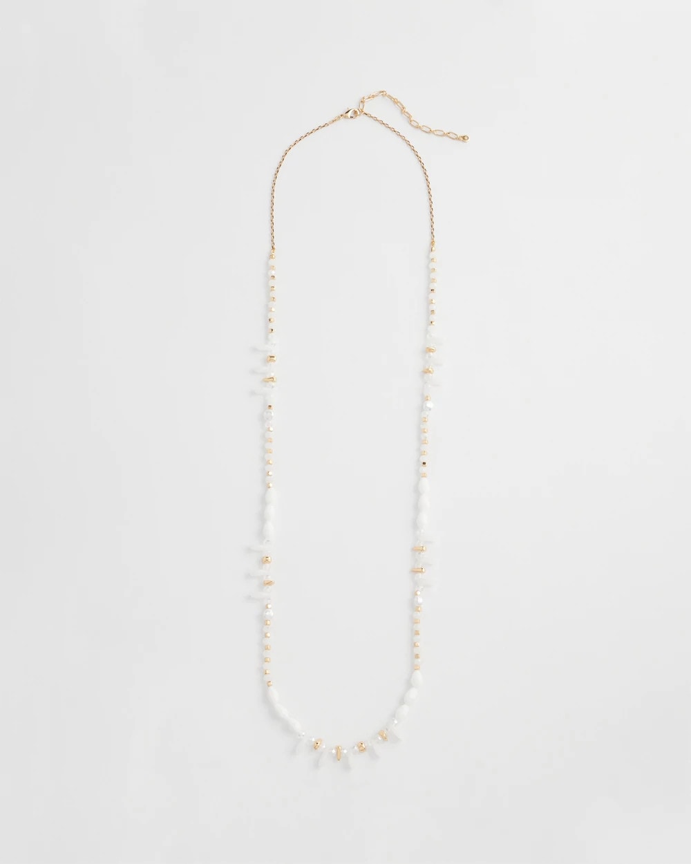 White White Beaded Single Strand Necklace