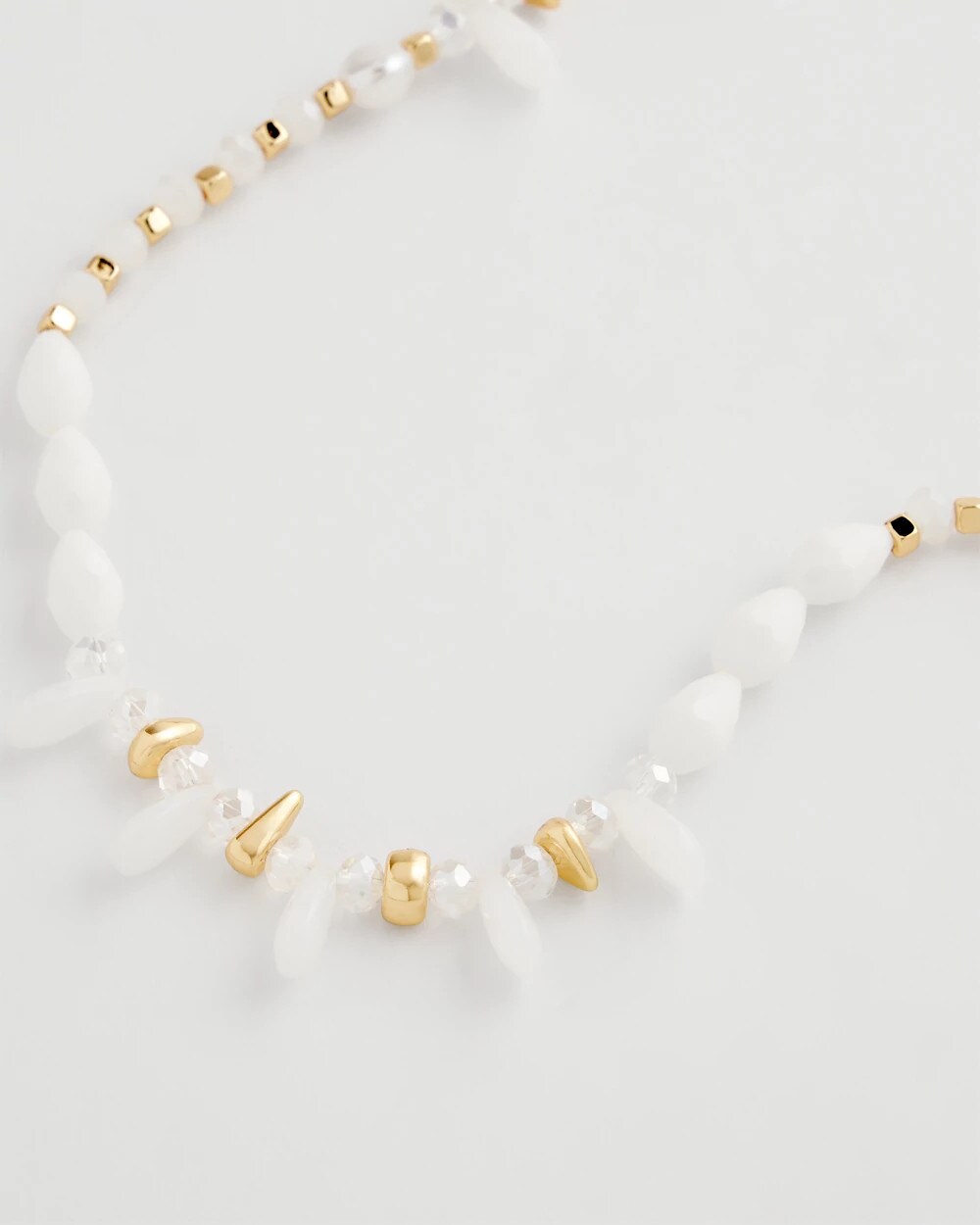 White White Beaded Single Strand Necklace