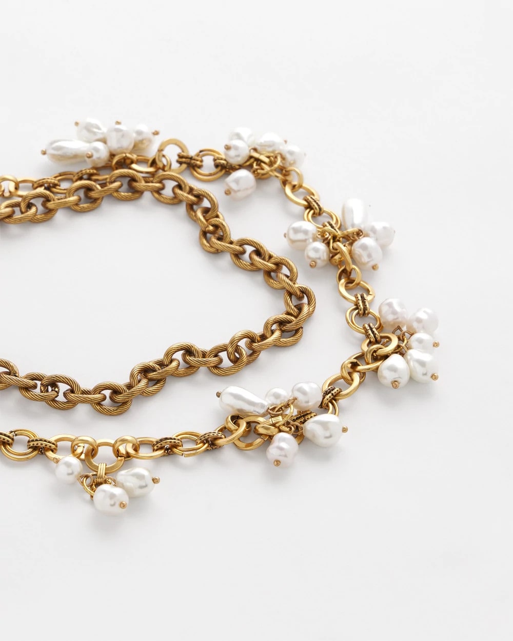 White/Gold Modern Pearl Clusters Choker Necklace