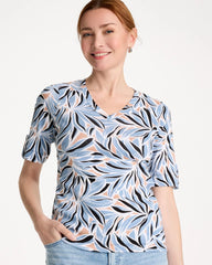 Blue Haven Printed Pima Elbow-Sleeve Tee