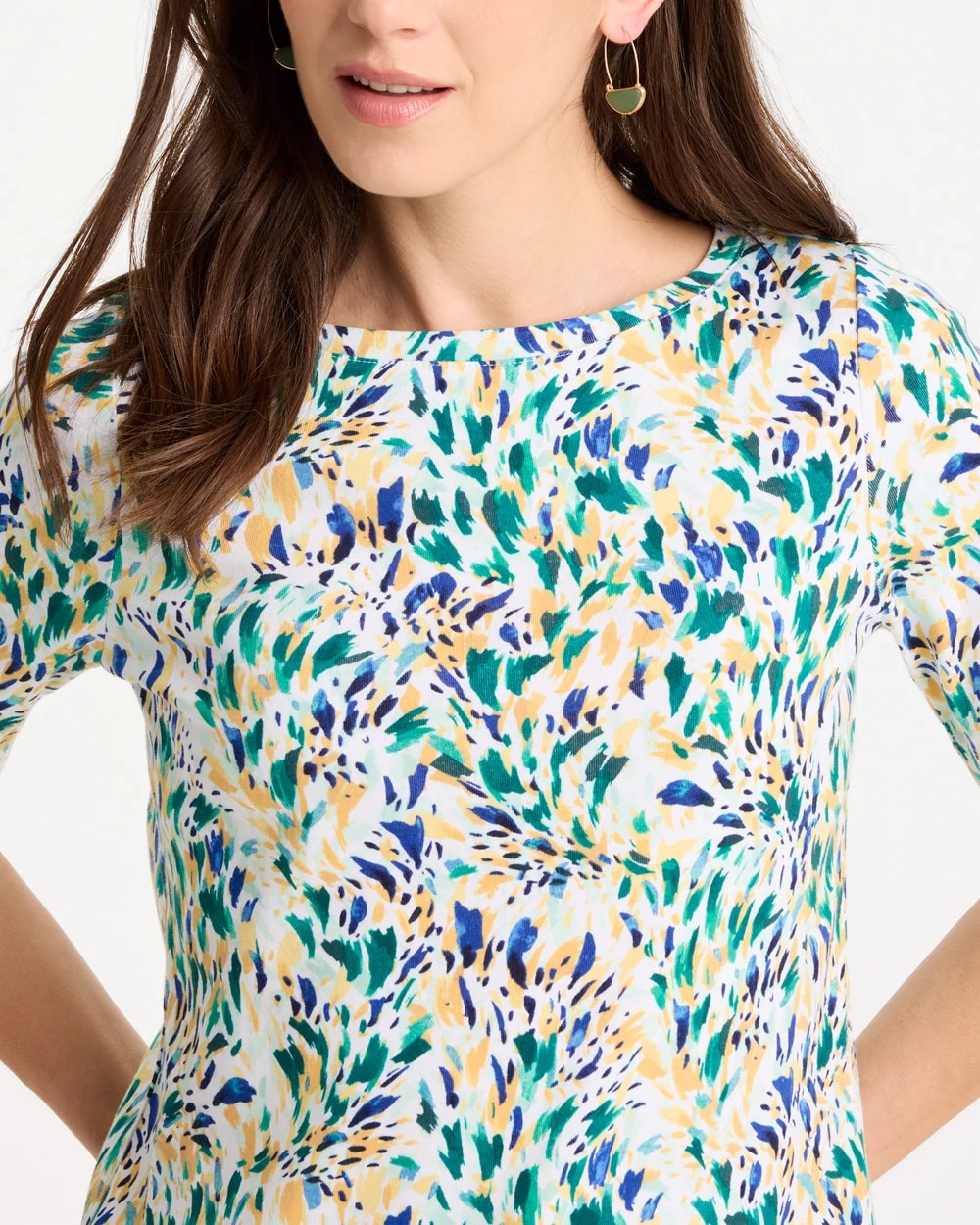 Topanga Green Leafy Swamp Pima Elbow Sleeve Tee